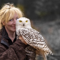 Tanja Brandt with Snowy Owl Uschi